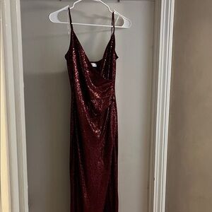 Emerald Sundae Wine Sequin Gown